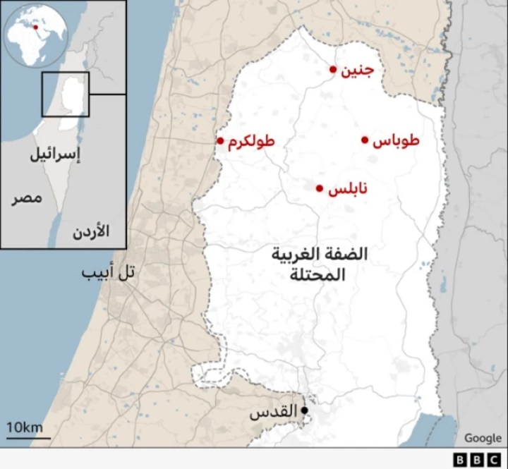 خارطة الضفة الغربية 