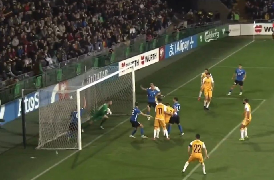 ينسى حارس المرمى تمامًا مكانه في أسرار أرقام تصفيات كأس العالم في استونيا لعبة كرة القدم ، هدف يتم تسجيله.