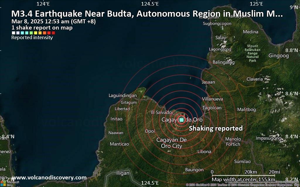 تم الإبلاغ عن حدث يشبه الزلازل ، زلزال محتمل ، قبل بضع دقائق بالقرب من بودا ، منطقة الحكم الذاتي في مينداناو المسلمة ، الفلبين 3 quakemap sat 21533143