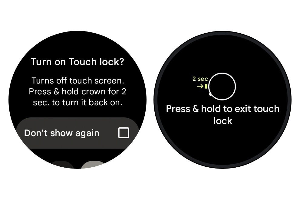 لقطات شاشة لميزة قفل اللمس على ساعة بكسل