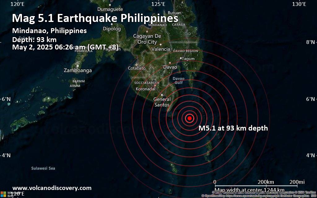 الضربات 5.1 الزلزال بالقرب من سارانجاني ، دافاو أوكسيدنتال ، دافاو ، الفلبين الضربات 5.1 الزلزال بالقرب من سارانجاني ، دافاو أوكسيدنتال ، دافاو ، الفلبين