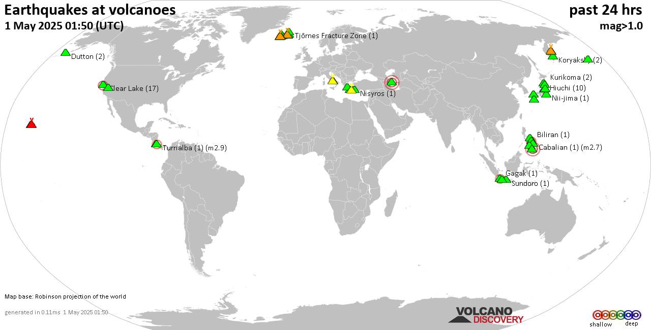 Volcano earthquake report for Thursday, 1 May 2025
