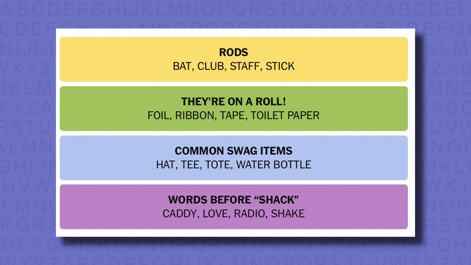 NYT Connections إجابات للعبة 719 على خلفية أرجوانية