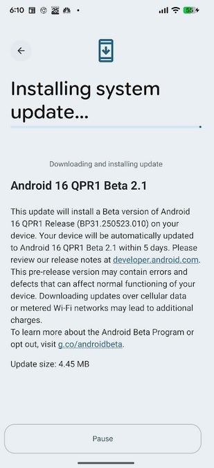 يتم إصدار تحديث Android 16 QPR Beta الذي تم إصداره للتو إلا إذا تم تعطيل هذه الميزة Pixel 6 ثم تلقي Android 16 QPR1 Beta 2.1. | Image Credit -Phonearena - تم إصدار تحديث Android 16 QPR التجريبي فقط إلى تعطل وحدات البكسل ما لم يكن لديك هذه الميزة معطلة