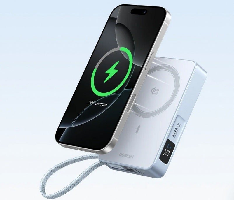 Ugreen Magflow Power Bank ، أول من يعرض شحن QI2.2 اللاسلكي.