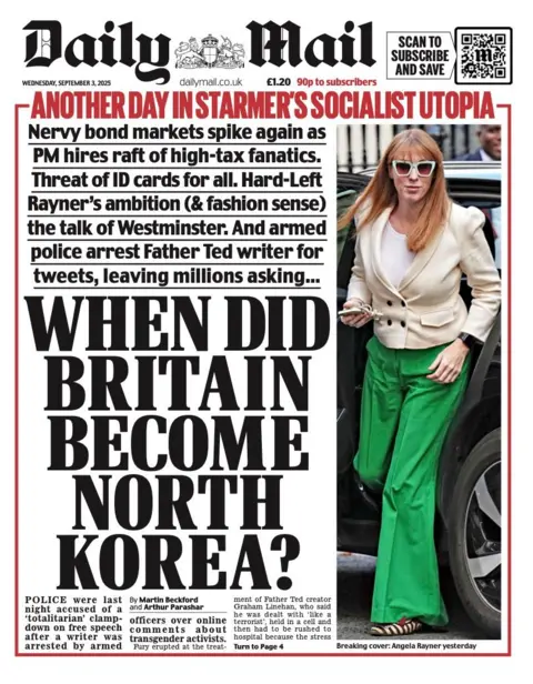 يقرأ العنوان في الصفحة الأولى من Daily Mail: "متى أصبحت بريطانيا كوريا الشمالية؟" 