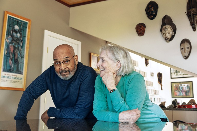 The Hidden Link between Racism and Alzheimer’s Risk Clifford Harper and Linda Kostalik lean side by side on a counter at home
