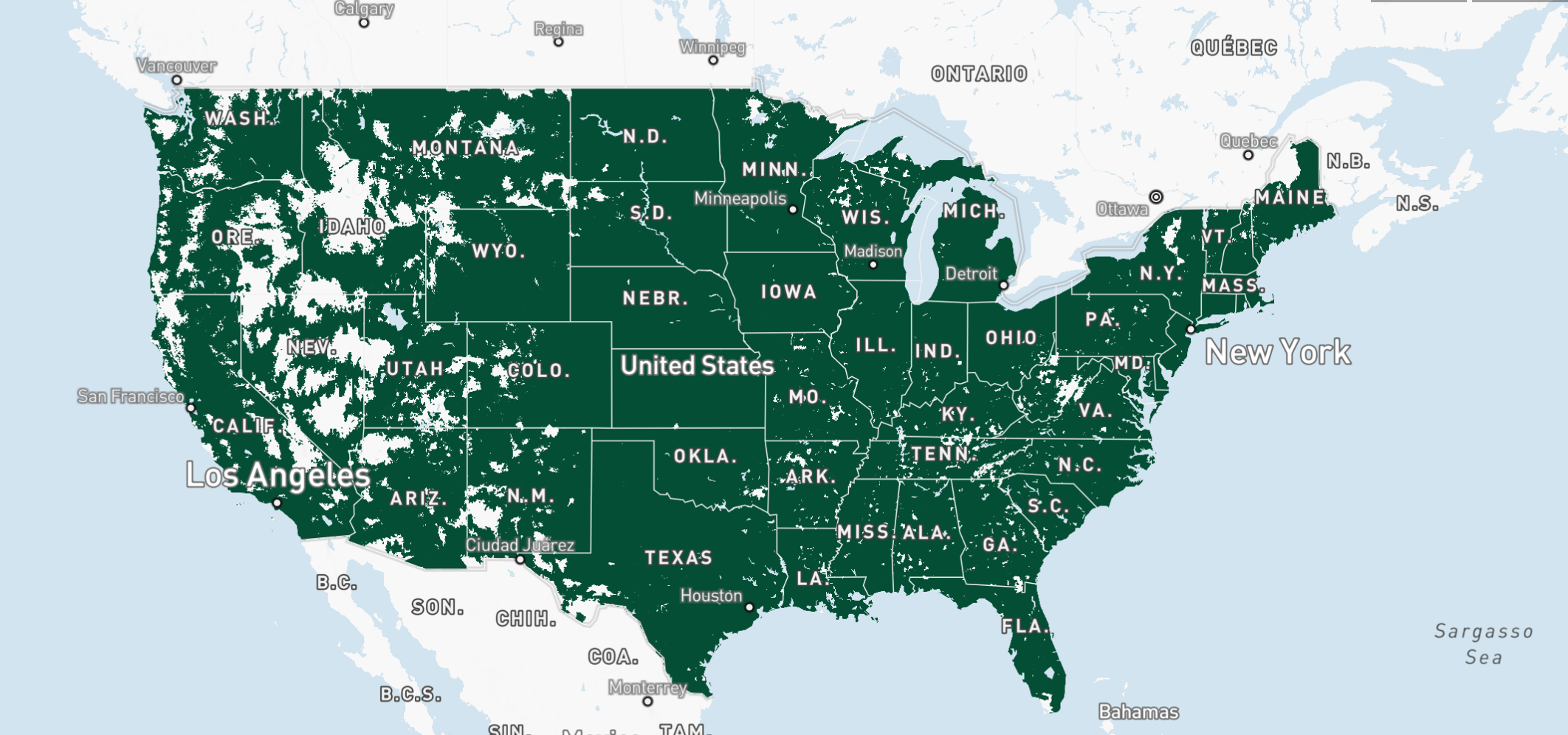 Mint Mobile's coverage map. | Image Credit - Mint Mobile - Verizon vs Mint Mobile: plan prices, phones, and network coverage